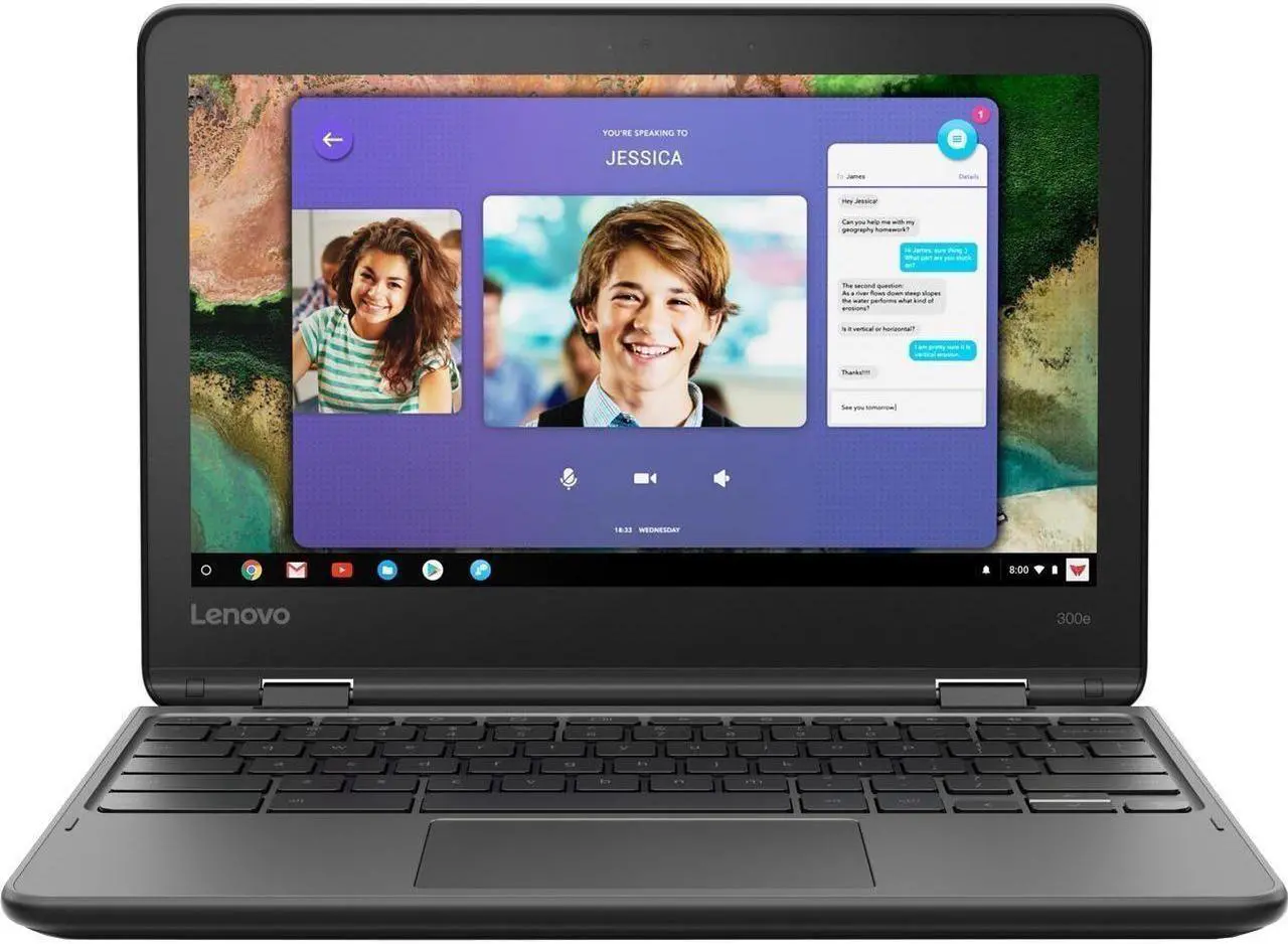 Alt view image 7 of 17 - Lenovo 300e Chromebook 2nd Gen 81MB006RUS 11.6" Touchscreen Chromebook - HD - 1366 x 768 - Intel Celeron N4120 Quad-core (4 Core) 1.10 GHz - 8 GB RAM - 64 GB Flash Memory - Black - Chrome OS - In