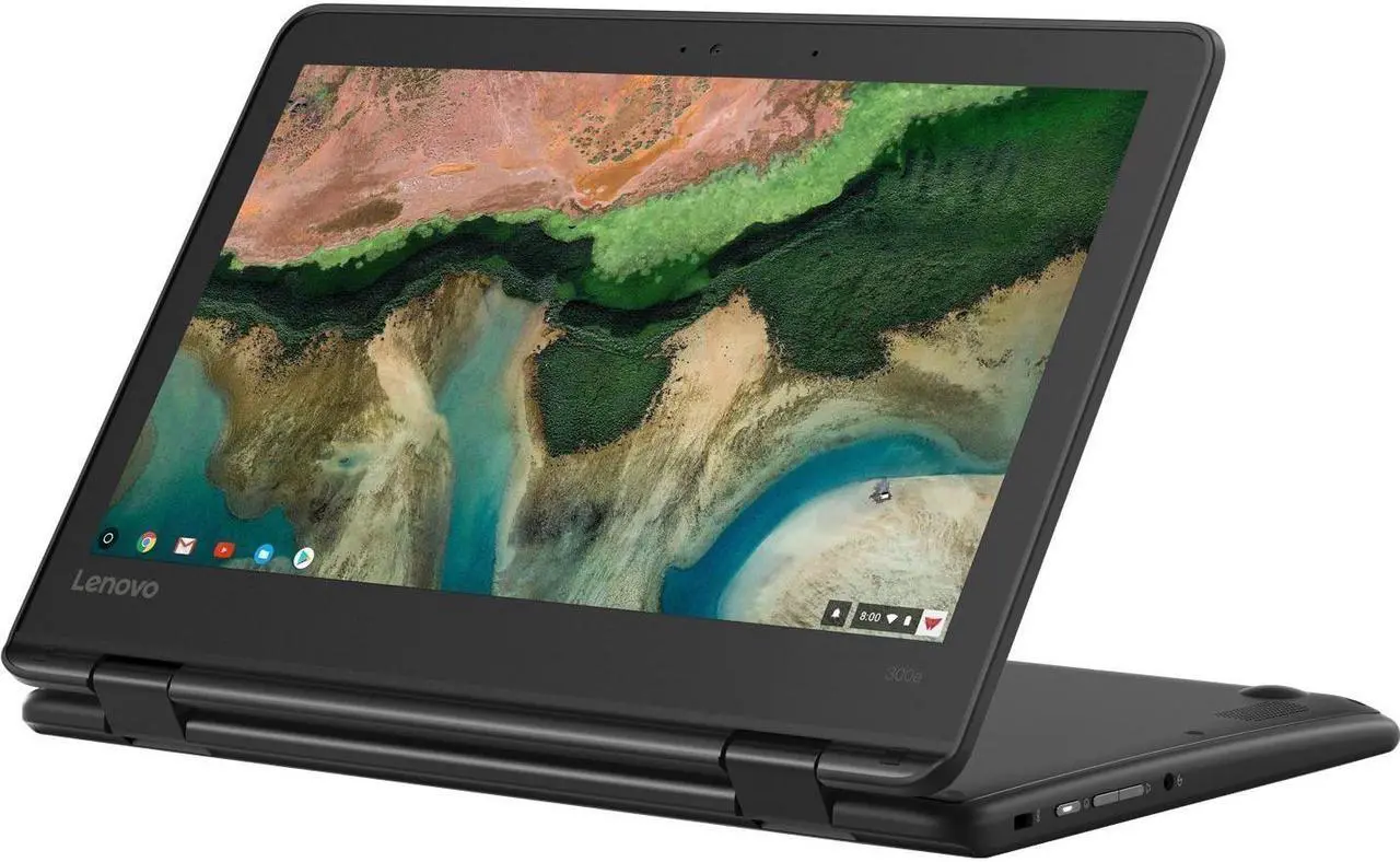 Alt view image 5 of 17 - Lenovo 300e Chromebook 2nd Gen 81MB006RUS 11.6" Touchscreen Chromebook - HD - 1366 x 768 - Intel Celeron N4120 Quad-core (4 Core) 1.10 GHz - 8 GB RAM - 64 GB Flash Memory - Black - Chrome OS - In