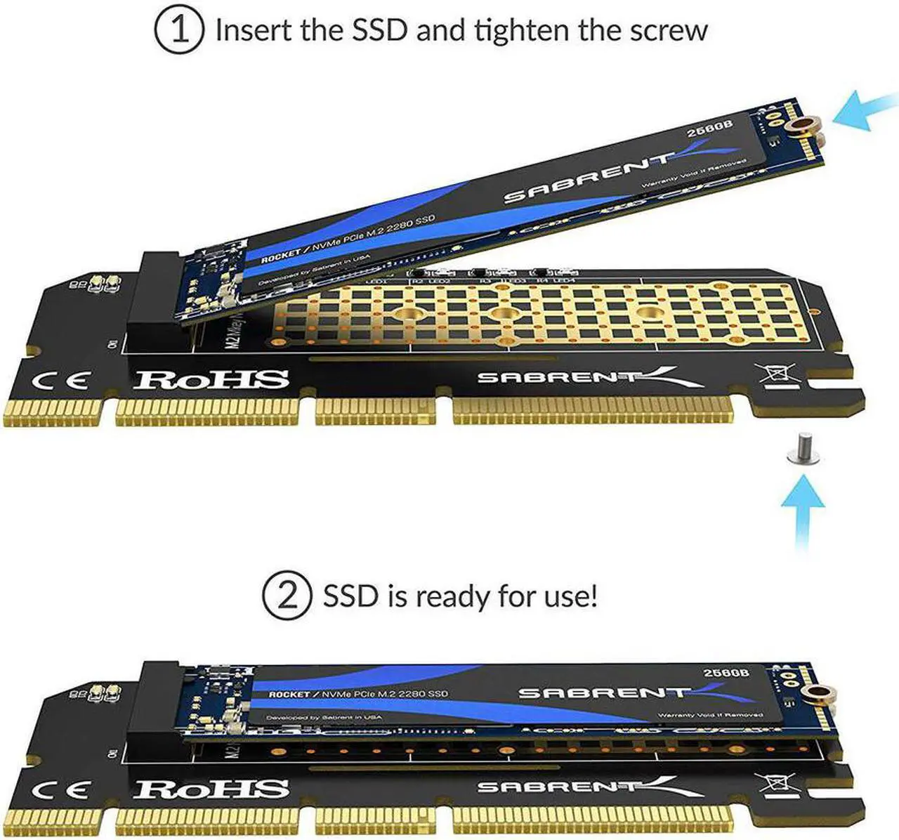 Alt view image 12 of 18 - SABRENT NVMe M.2 SSD to PCIe X16/X8/X4 Card with Aluminum Heat Sink (EC-PCIE)