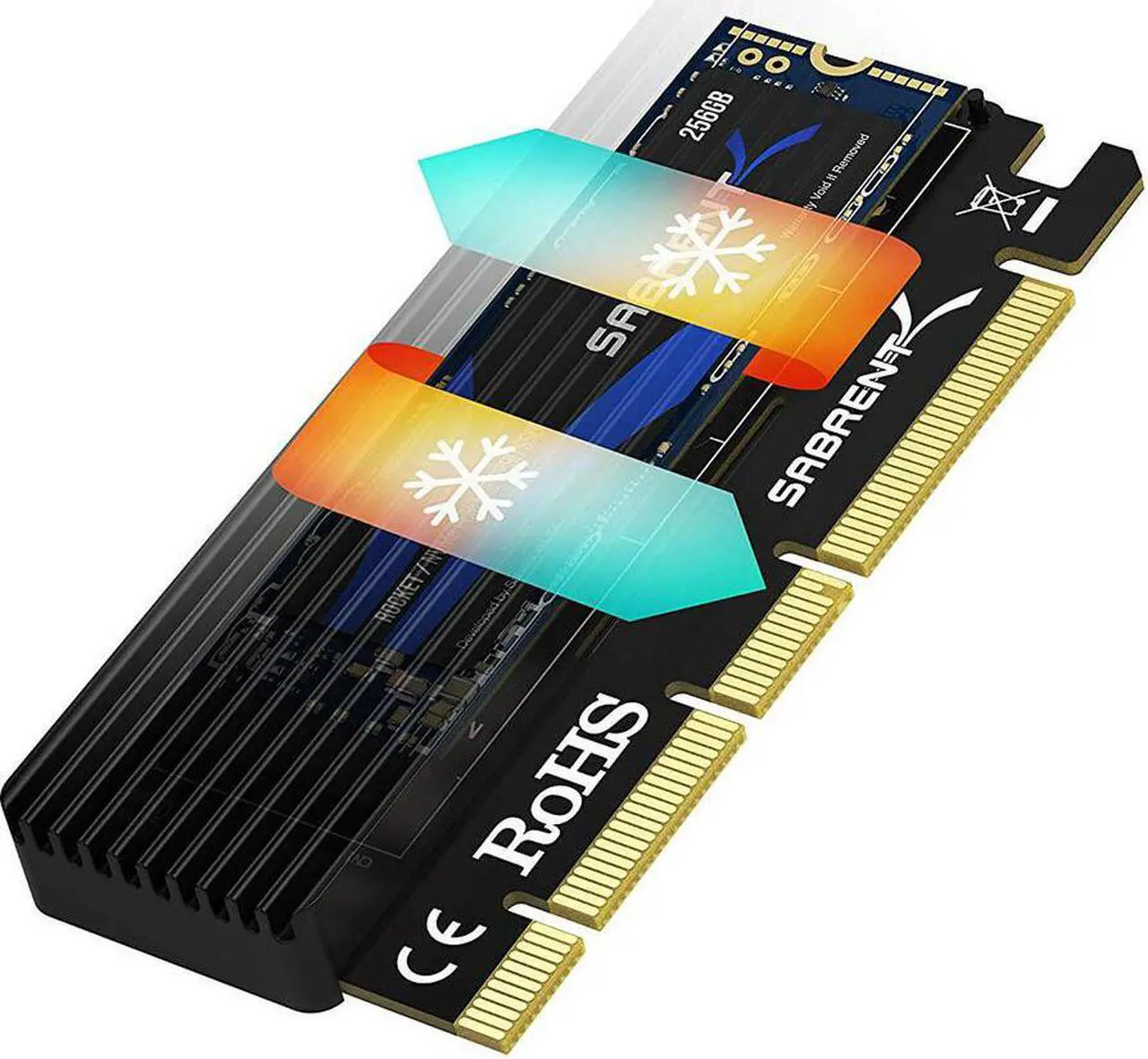 Alt view image 13 of 18 - SABRENT NVMe M.2 SSD to PCIe X16/X8/X4 Card with Aluminum Heat Sink (EC-PCIE)