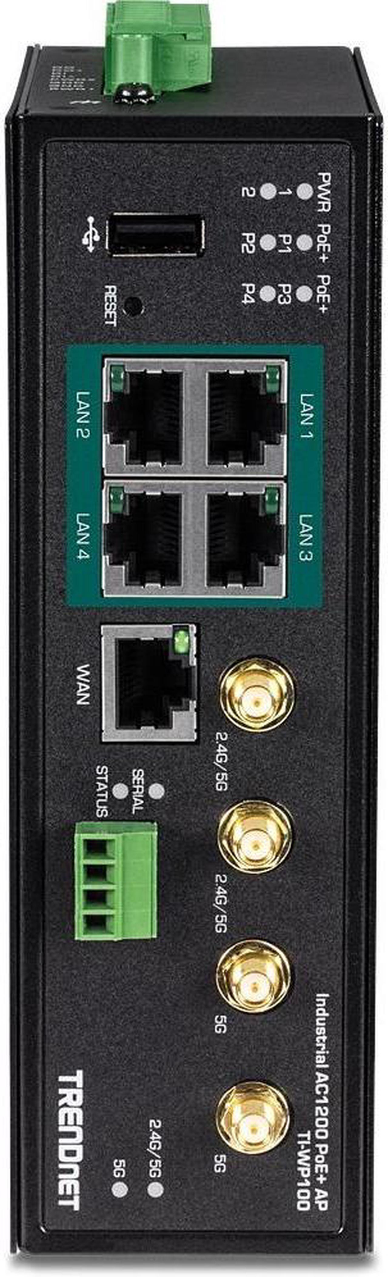Alt view image 15 of 20 - TRENDnet TI-WP100, Industrial AC1200 Wireless Gigabit PoE+ Router