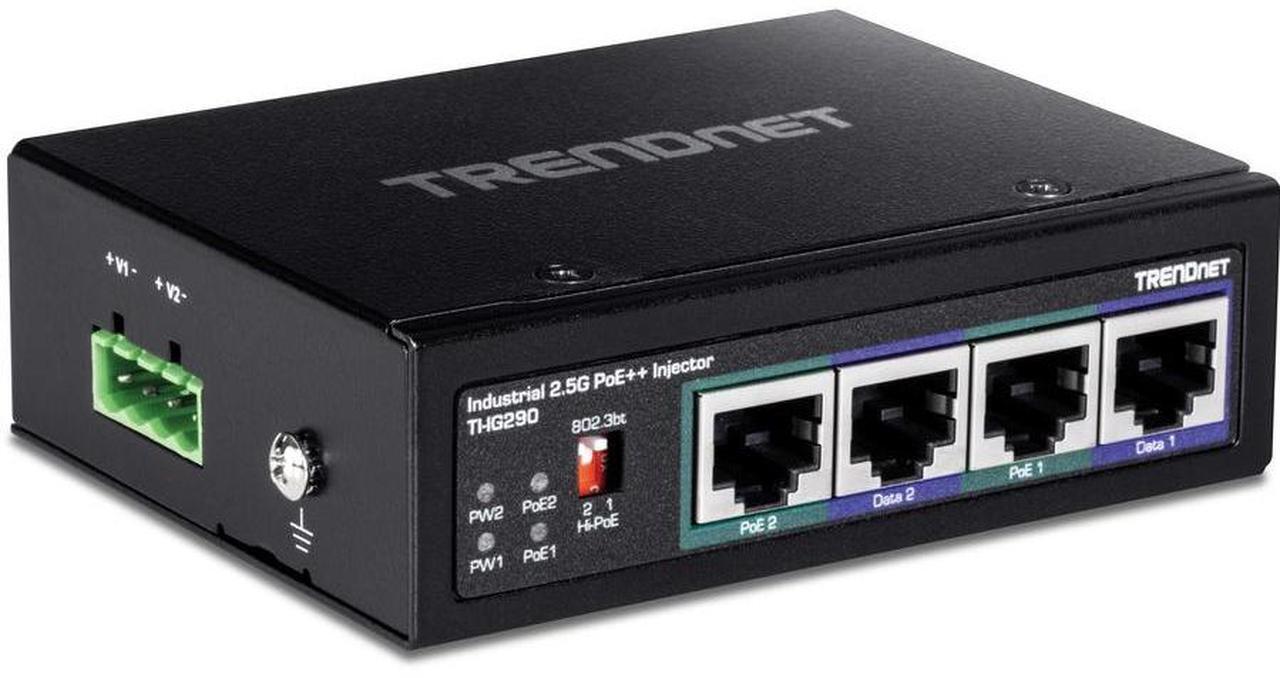 Alt view image 13 of 14 - TRENDnet 95W 2-Port Industrial 2.5G PoE++ Injector,  Supports PoE IEEE 802.3af, PoE+ IEEE 802.3at, And PoE++  IEEE 802.3bt, Not Compatible With Passive PoE Devices,  Black, TI-IG290