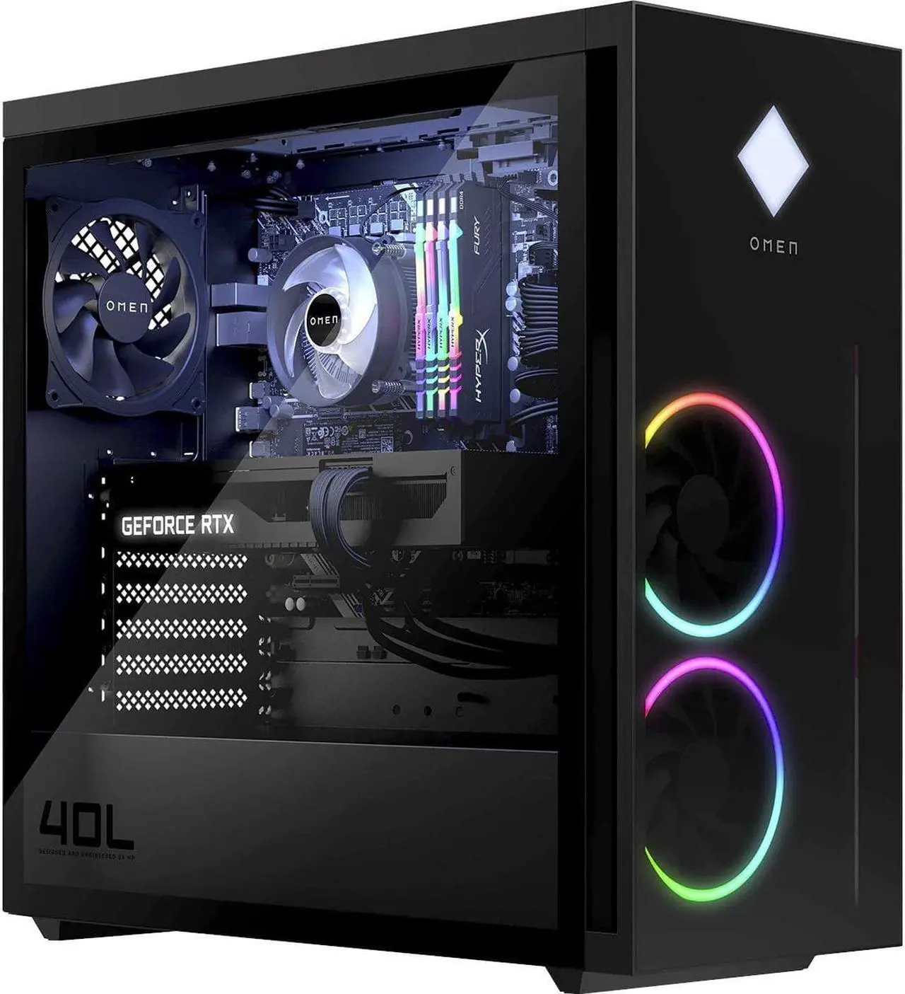 Alt view image 3 of 9 - HP OMEN 40L GT21-0000i GT21-0084 Gaming Desktop Computer - Intel Core i7 12th Gen i7-12700K Dodeca-core (12 Core) 3.60 GHz - 16 GB RAM DDR4 SDRAM - 1 TB M.2 PCI Express NVMe SSD - Shadow Black - Intel