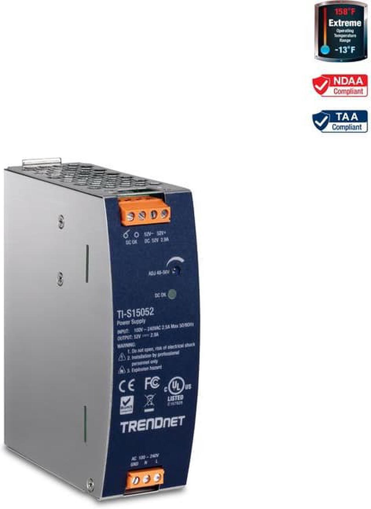 Alt view image 8 of 12 - TRENDnet TI-S15052, 150W, 52V DC, 2.89A AC to DC DIN-Rail Power Supply with PFC Function