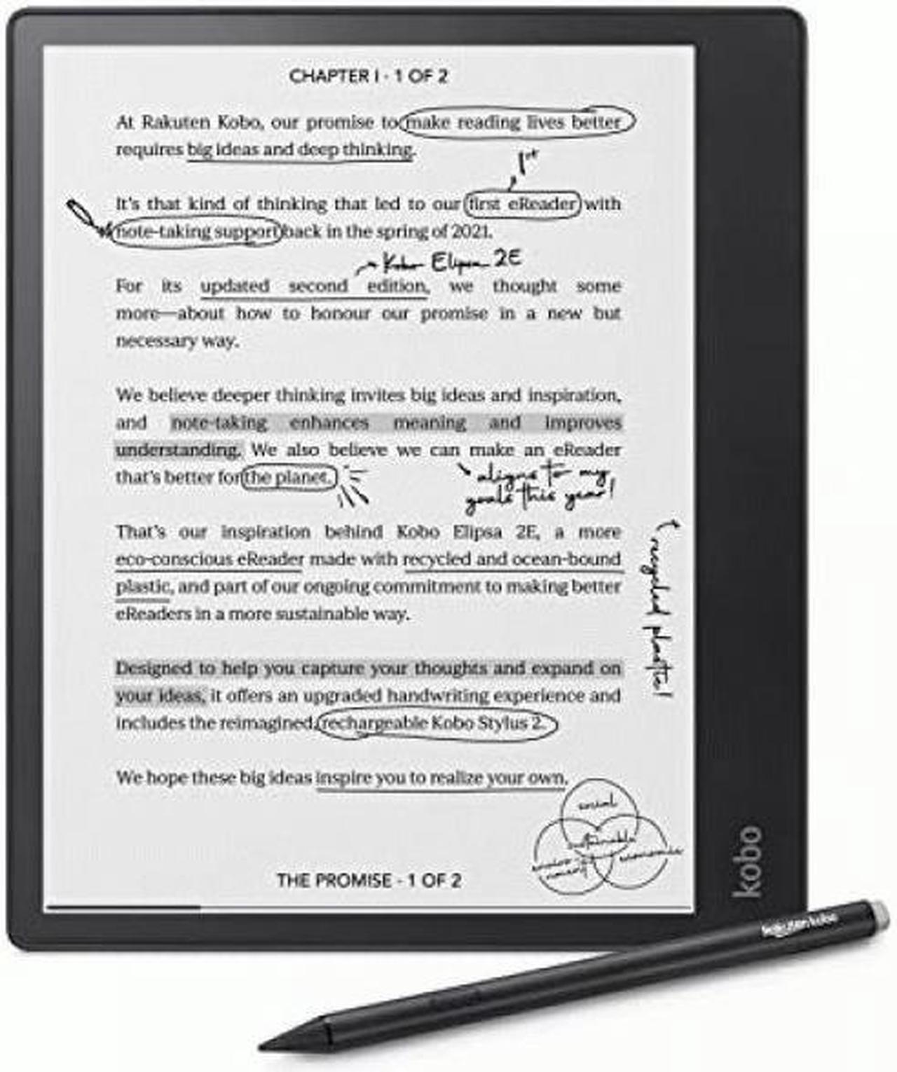 Alt view image 6 of 11 - Kobo Elipsa 2E | eReader | 10.3" Glare-Free Touchscreen with ComfortLight PRO | Includes Kobo Stylus 2 | Adjustable Brightness | Wi-Fi | Carta E Ink Technology | 32GB of Storage