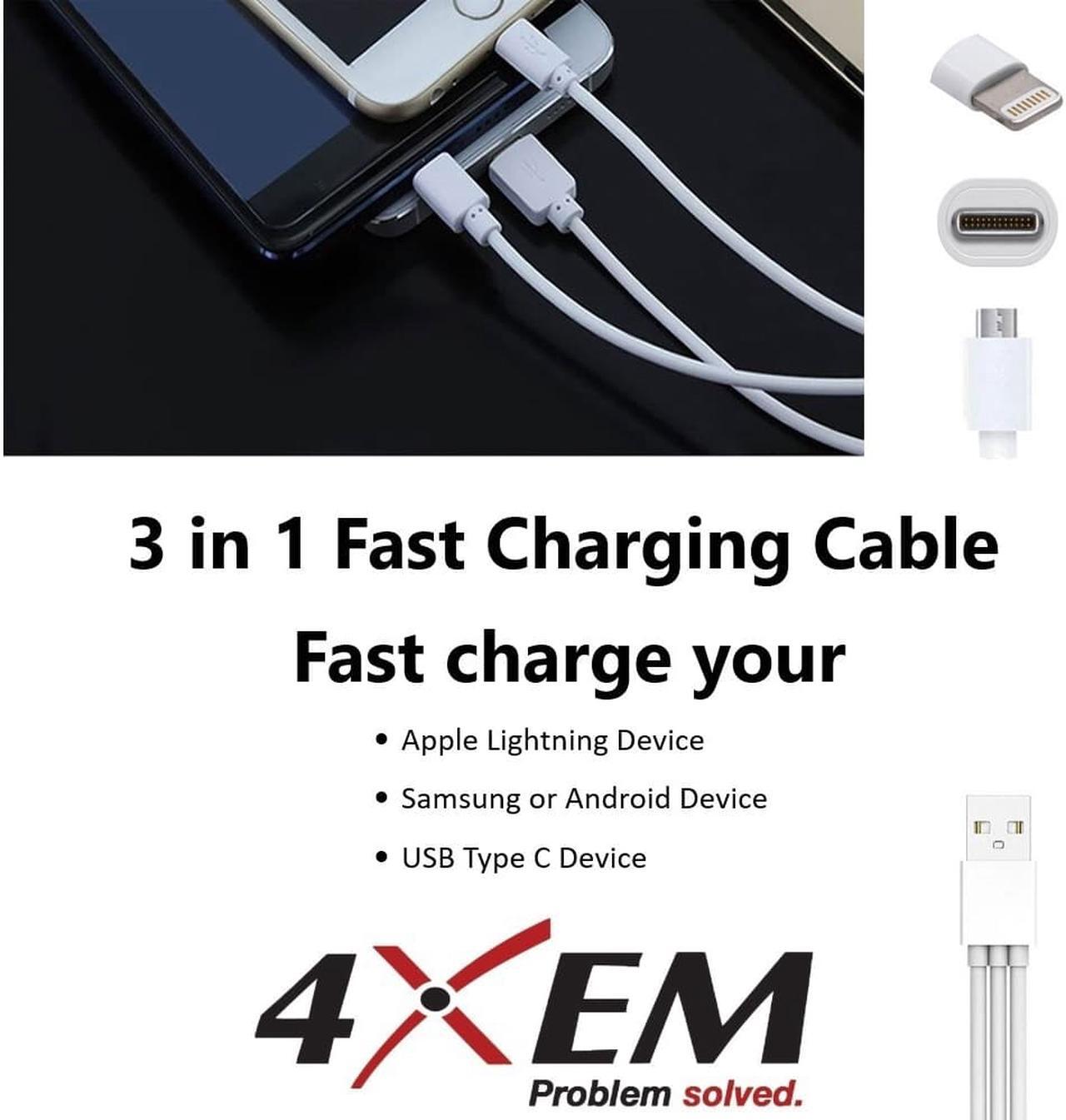 Alt view image 3 of 11 - 4Xem Usb To Lightning Micro Usb And Usb Type C Cable For Iphone/Ipod/Ipad/Galaxy