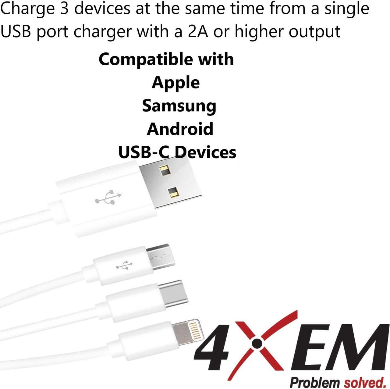 Alt view image 6 of 11 - 4Xem Usb To Lightning Micro Usb And Usb Type C Cable For Iphone/Ipod/Ipad/Galaxy