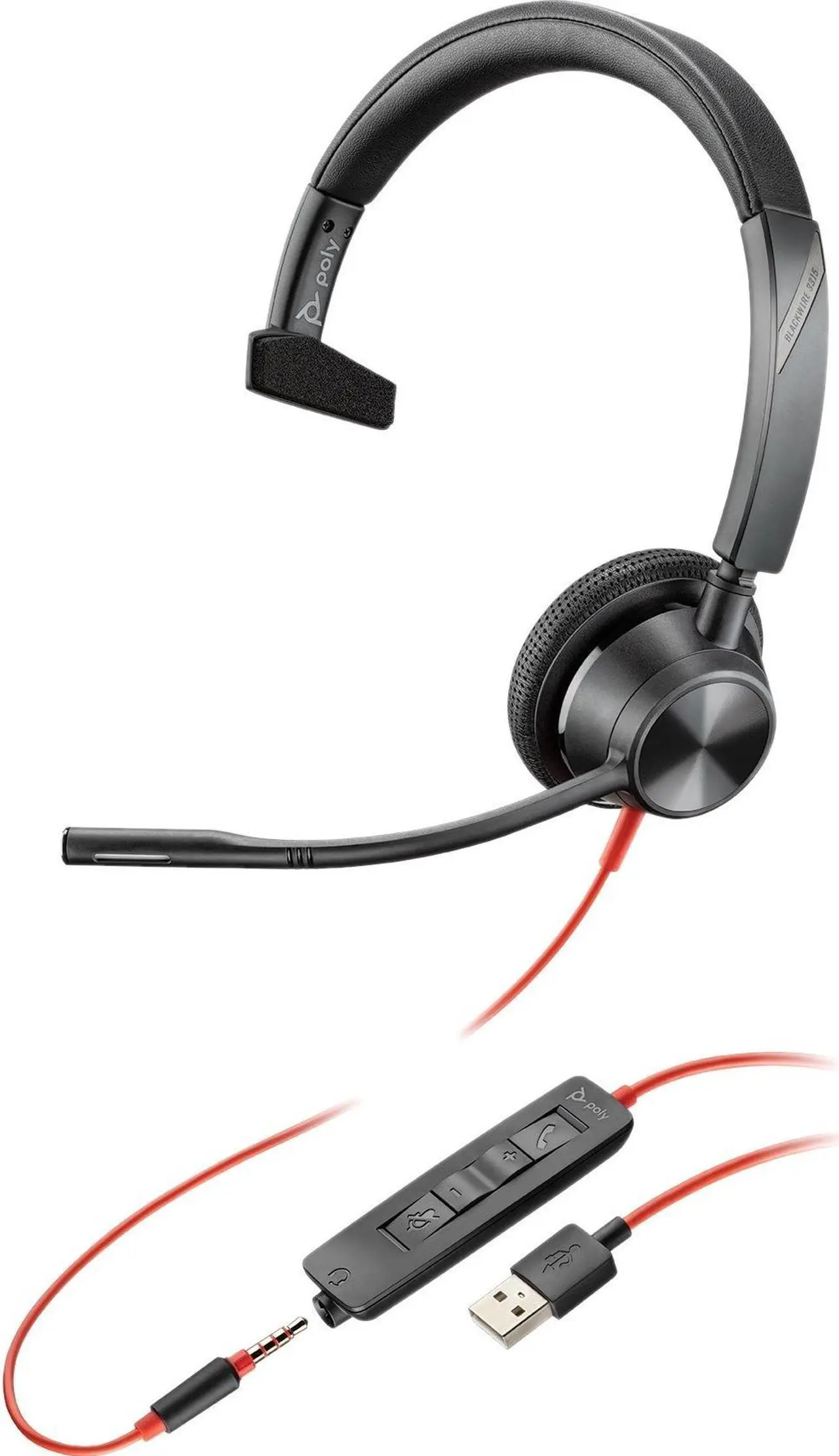 Alt view image 2 of 3 - Poly Blackwire 3315, Microsoft, USB-A 214014-101
