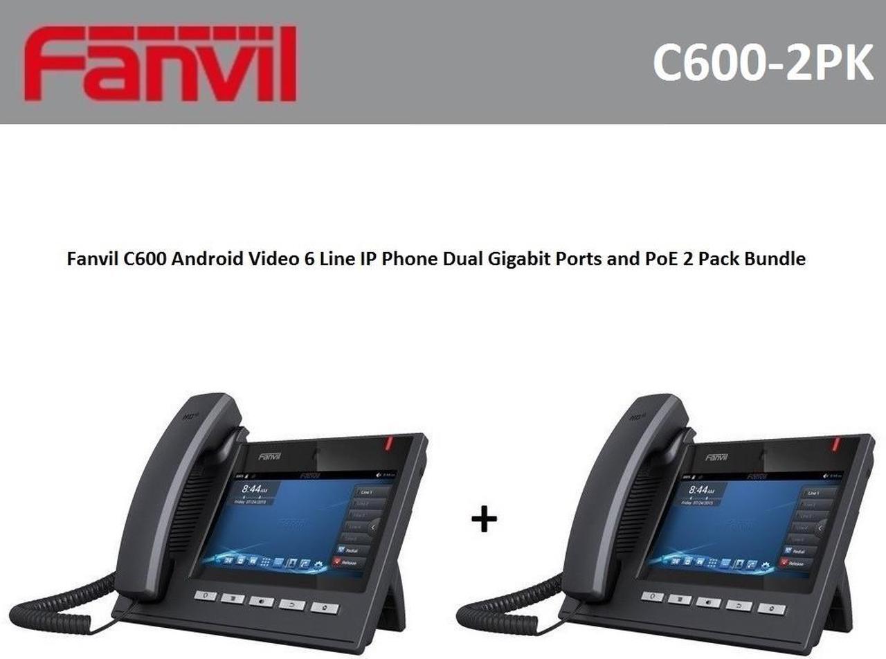 Main image of Fanvil C600 Android Video 6 Line IP Phone with Touchscreen Dual Gigabit Ports and PoE (2-Pack)