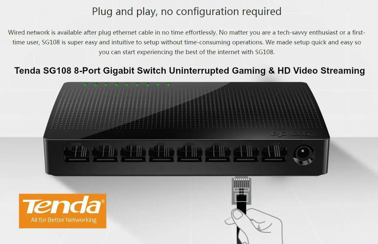 Main image of TENDA SG108 8-Port Gigabit Desktop Switch