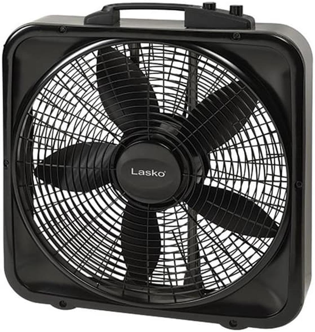 Alt view image 6 of 15 - Lasko 20" Weather-Shield Select Box Fan with Thermostat - 20" Diameter - 3 Speed - Carrying Handle, Thermostat, Anti-slip Feet - 22.5" Height x 4.5" Width - Black