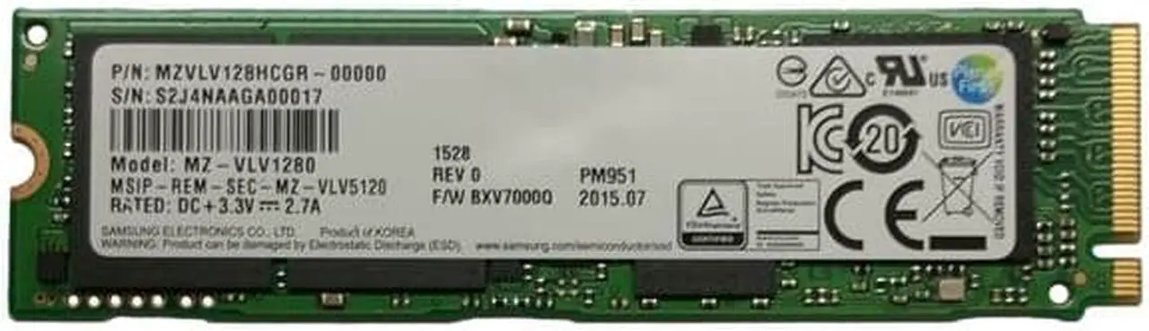 Alt view image 2 of 2 - SAMSUNG PM951 MZVLV128HCGR-00000 M.2 2280 128GB PCI-Express 3.0 x4 Solid State Disk