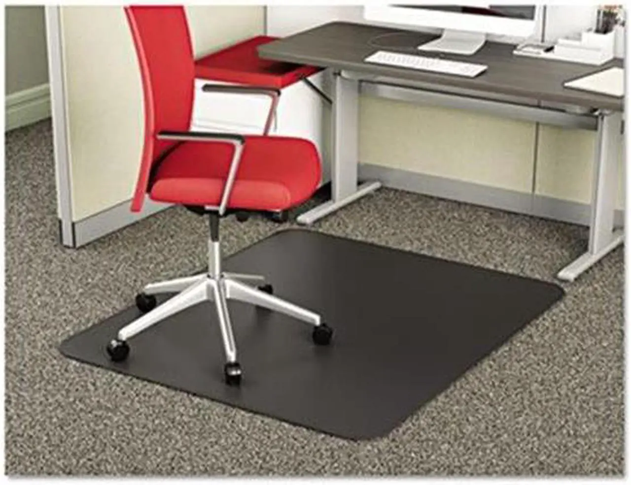 Alt view image 5 of 14 - Deflecto SuperMat Frequent Use Chair Mat Medium Pile Carpet Beveled 36 x 48 Black CM14142BLK