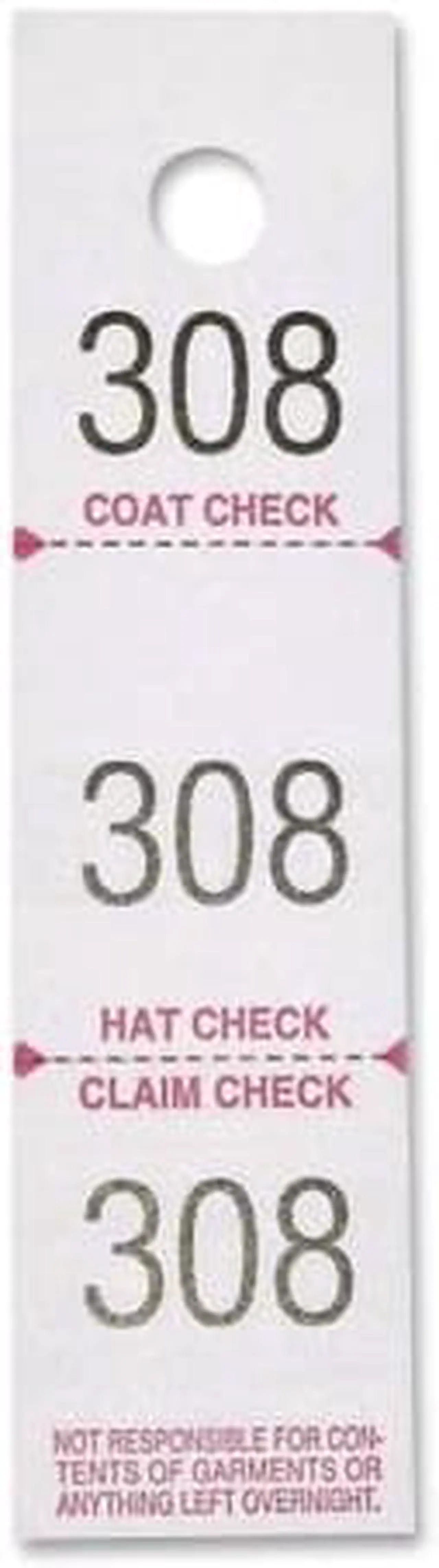 Alt view image 2 of 3 - Sparco Coat Check Tickets 3-Part 500/PK White 99300