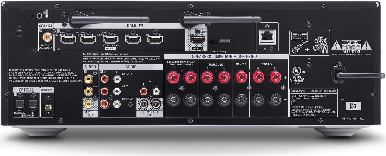 Alt view image 5 of 10 - Sony STR-DN860 7.2-Channel Wi-Fi Network AV Receiver