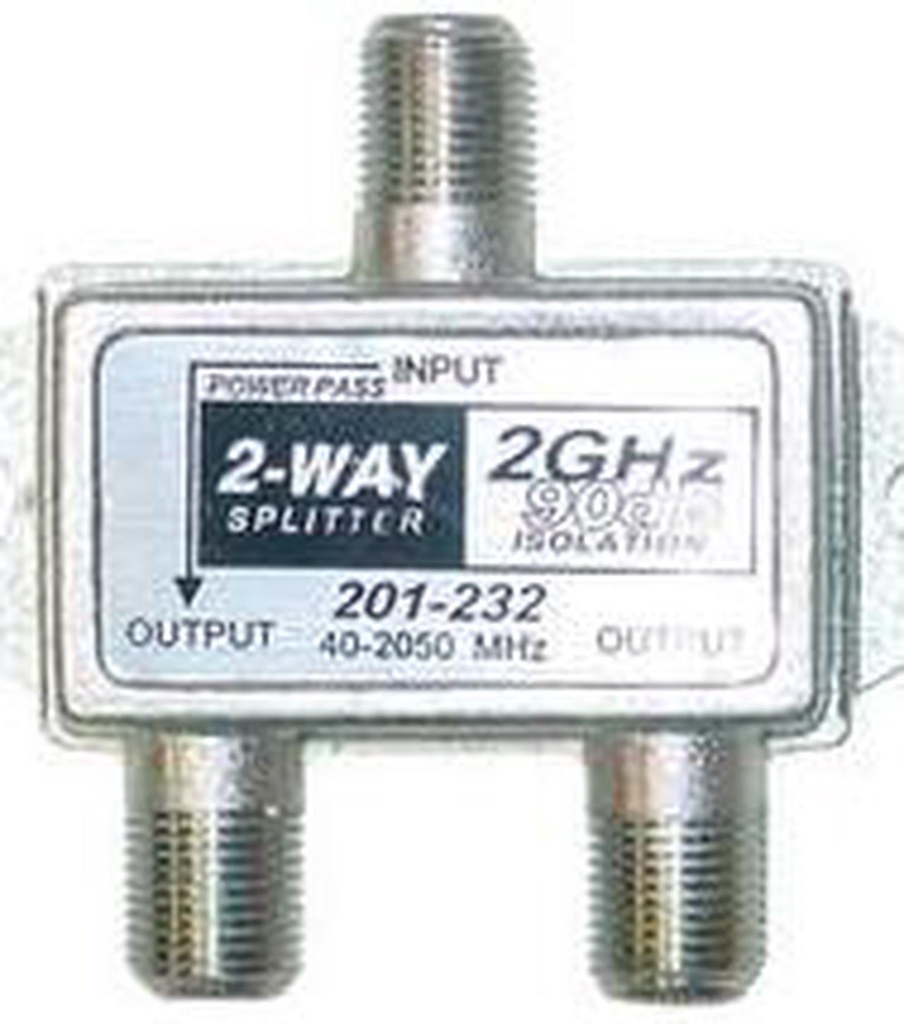 Alt view image 2 of 4 - Cable Wholesale F-Pin Coaxial Splitter 2 Way, 2 Ghz 90 Db, DC Passing On One Port