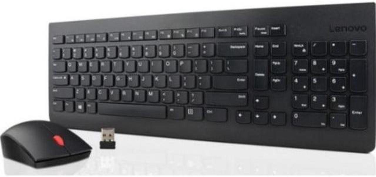 Lenovo Essential Wireless Keyboard and Mouse Combo - French Canadian 058 - USB Wireless RF - French (Canada) - USB Wireless RF - Laser - 1200 dpi - 5 Button - Symmetrical - AA - Compatible with ...