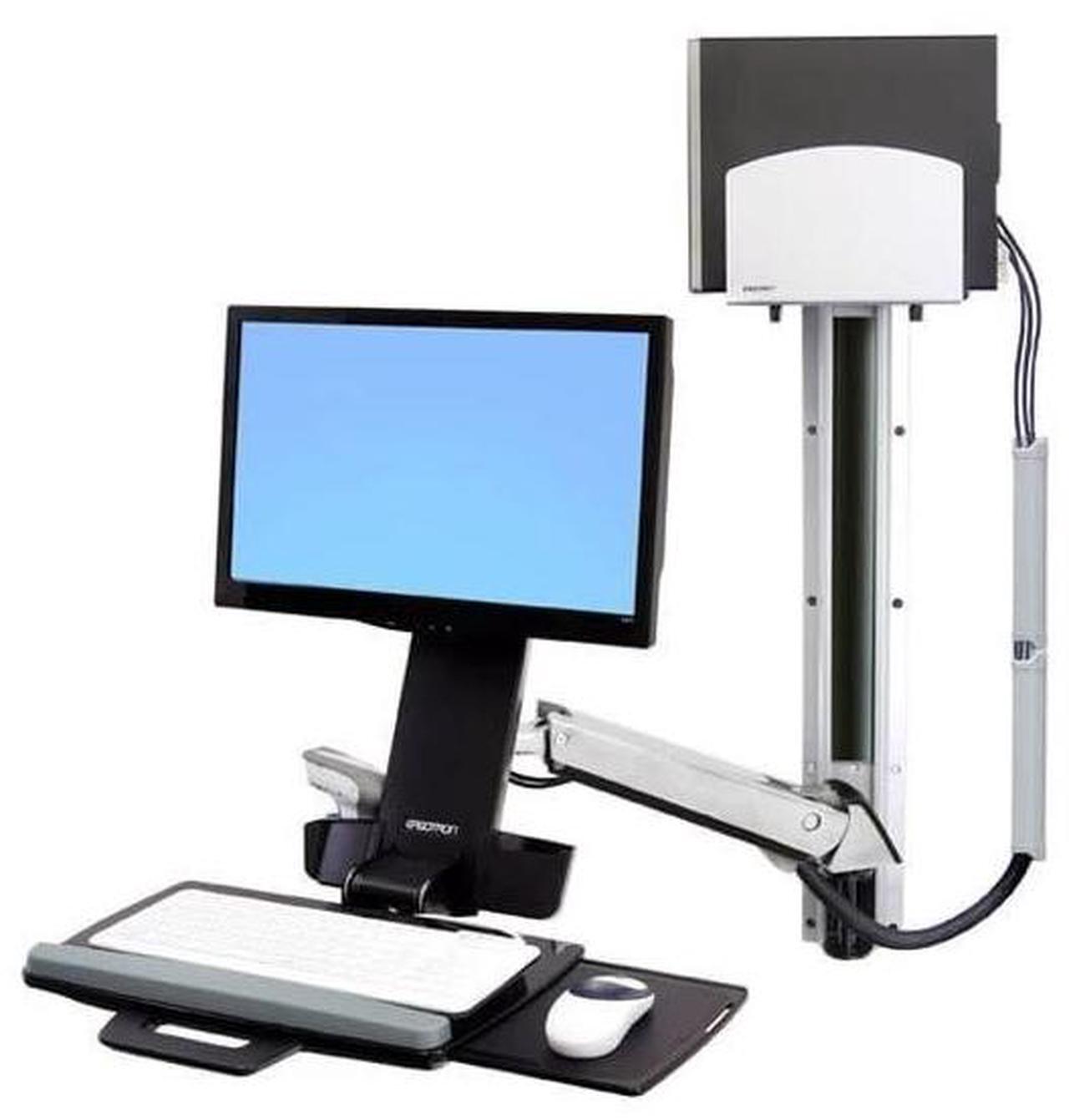 Alt view image 13 of 13 - Ergotron StyleView Sit-Stand Combo System With Medium Silver CPU Holder - Mounting kit (articulating arm, wall track mou