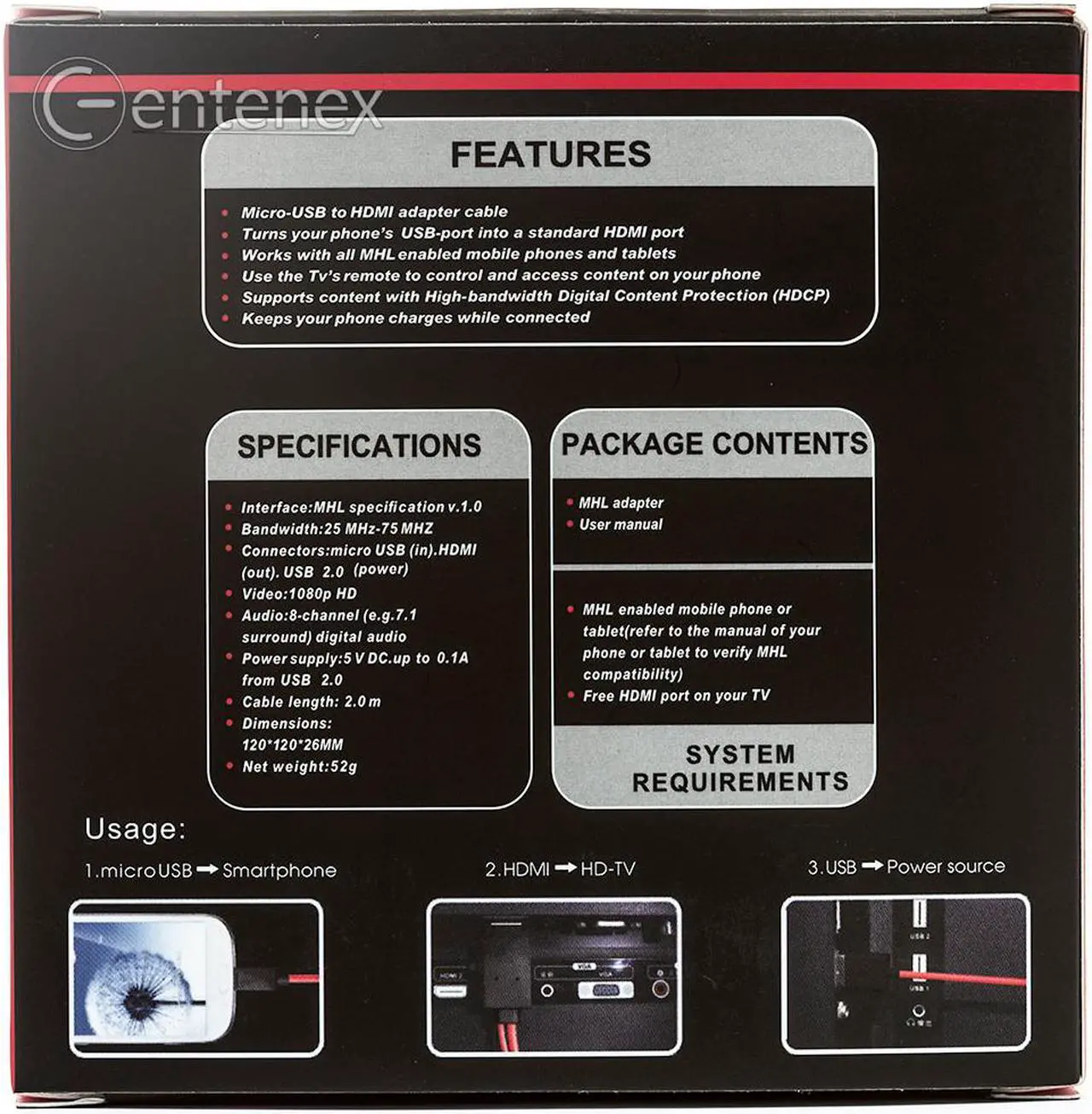 Alt view image 3 of 3 - MHL Adapter Cable Micro USB to HDMI for Samsung Galaxy S3 S4 & Note 2
