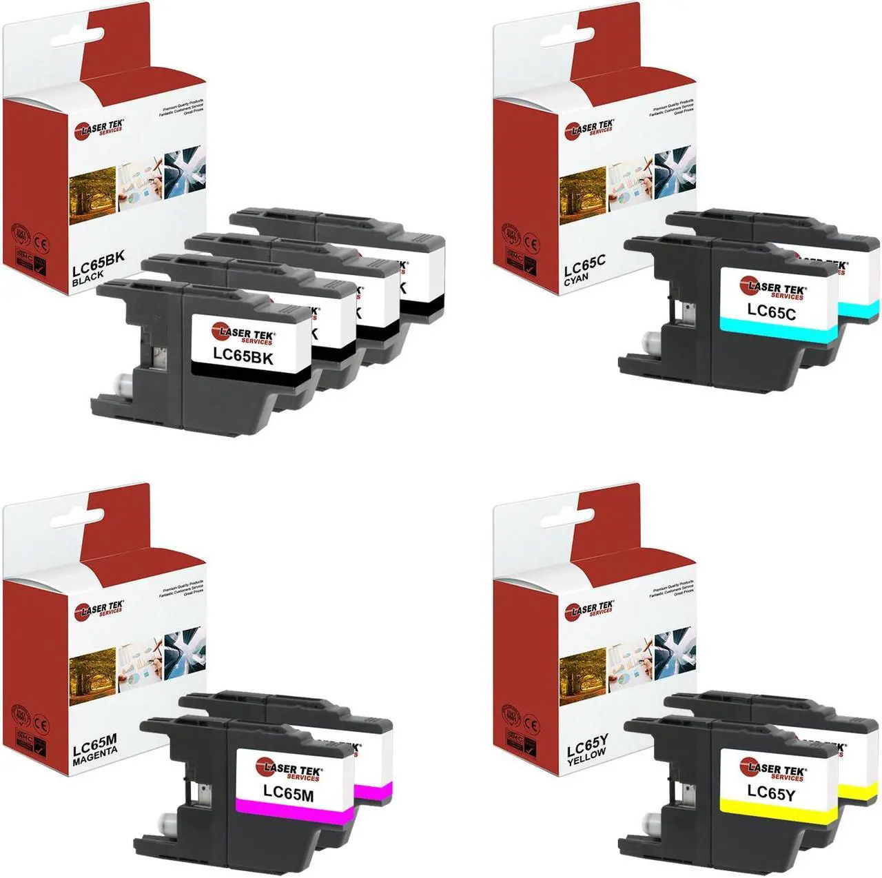 Main image of Laser Tek Services Compatible Ink Cartridge Replacement for Brother LC-65 LC65BK LC65C LC65M LC65Y Works with Brother MFC5890CN 5895CW Printers (Black, Cyan, Magenta, Yellow, 10 Pack)