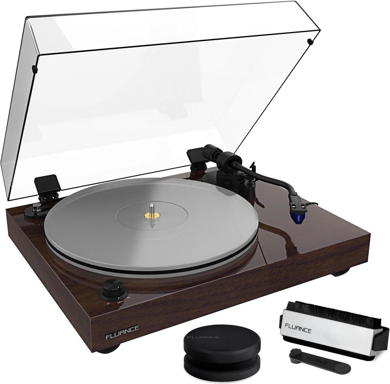 Fluance RT85 Reference High Fidelity Vinyl Turntable Record Player with Ortofon 2M Blue Cartridge, Acrylic Platter, Record Weight, 3 in 1 Stylus and Record Cleaning Vinyl Accessory Kit