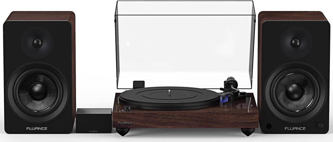 Fluance Reference RT84 High Fidelity Vinyl Turntable with PA10 Phono Preamp and Ai61 Powered 6.5" Bookshelf Speakers, Ortofon 2M Blue Cartridge, 120W Class D Amplifier, Bluetooth (Natural Walnut)