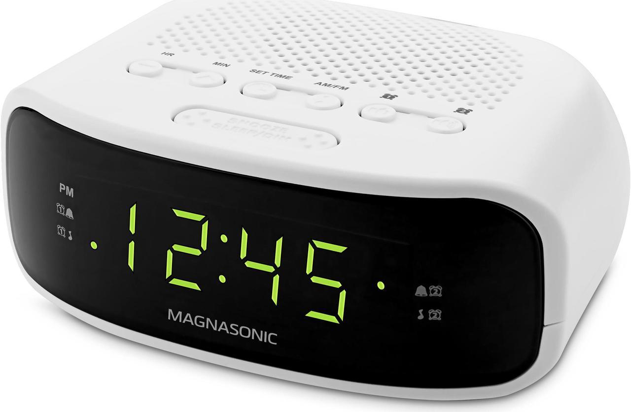 Magnasonic Digital AM/FM Clock Radio with Battery Backup, Dual Alarm, Sleep & Snooze Functions, Display Dimming Option (EAAC201)