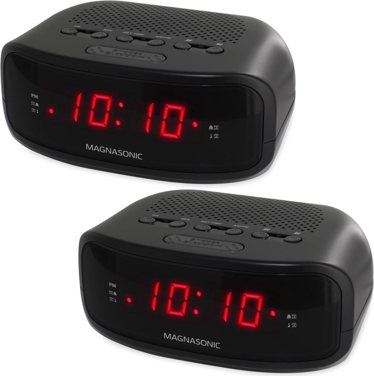 Magnasonic Digital AM/FM Clock Radio with Battery Backup & Dual Alarm - EAAC200 (2 Pack)