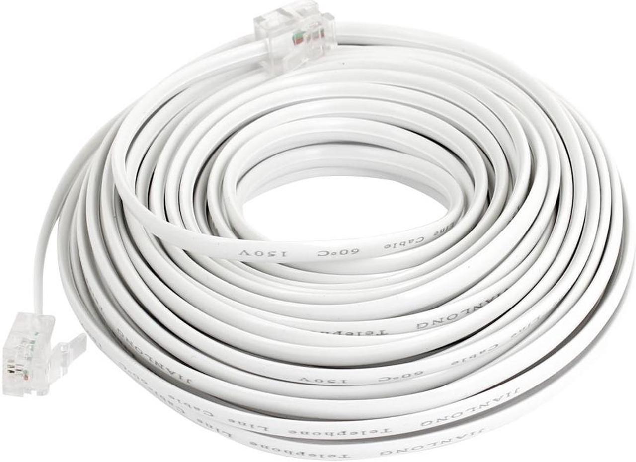 10M 32.8Ft RJ11 Modular Telephone Phone Cables Wire White