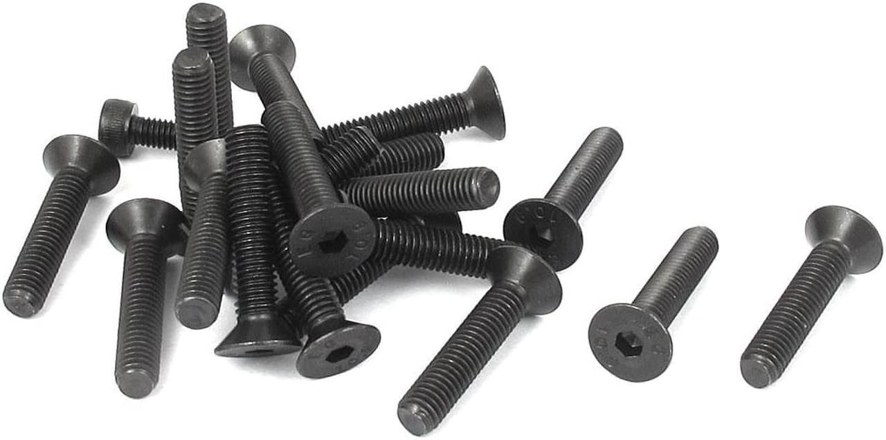 M5 x 25mm Metric Hex Socket Countersunk Flat Head Screw Bolts Black 20PCS