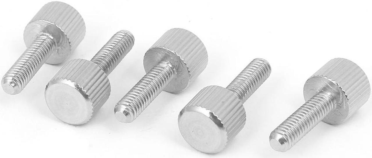 Computer PC Case Stainless Steel Flat Head Knurled Thumb Screw M4 x 14mm 5pcs