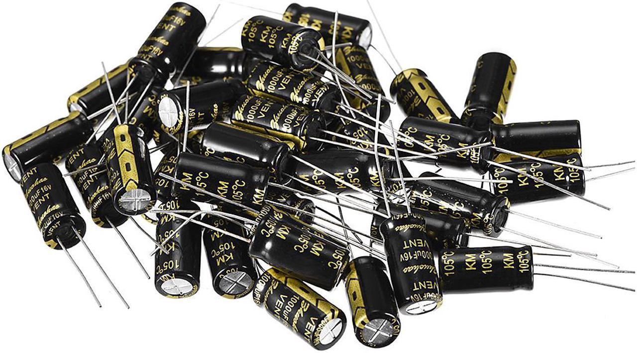 Aluminum Radial Electrolytic Capacitor 1000uF 16V Life 8 x 16 mm Black 40pcs