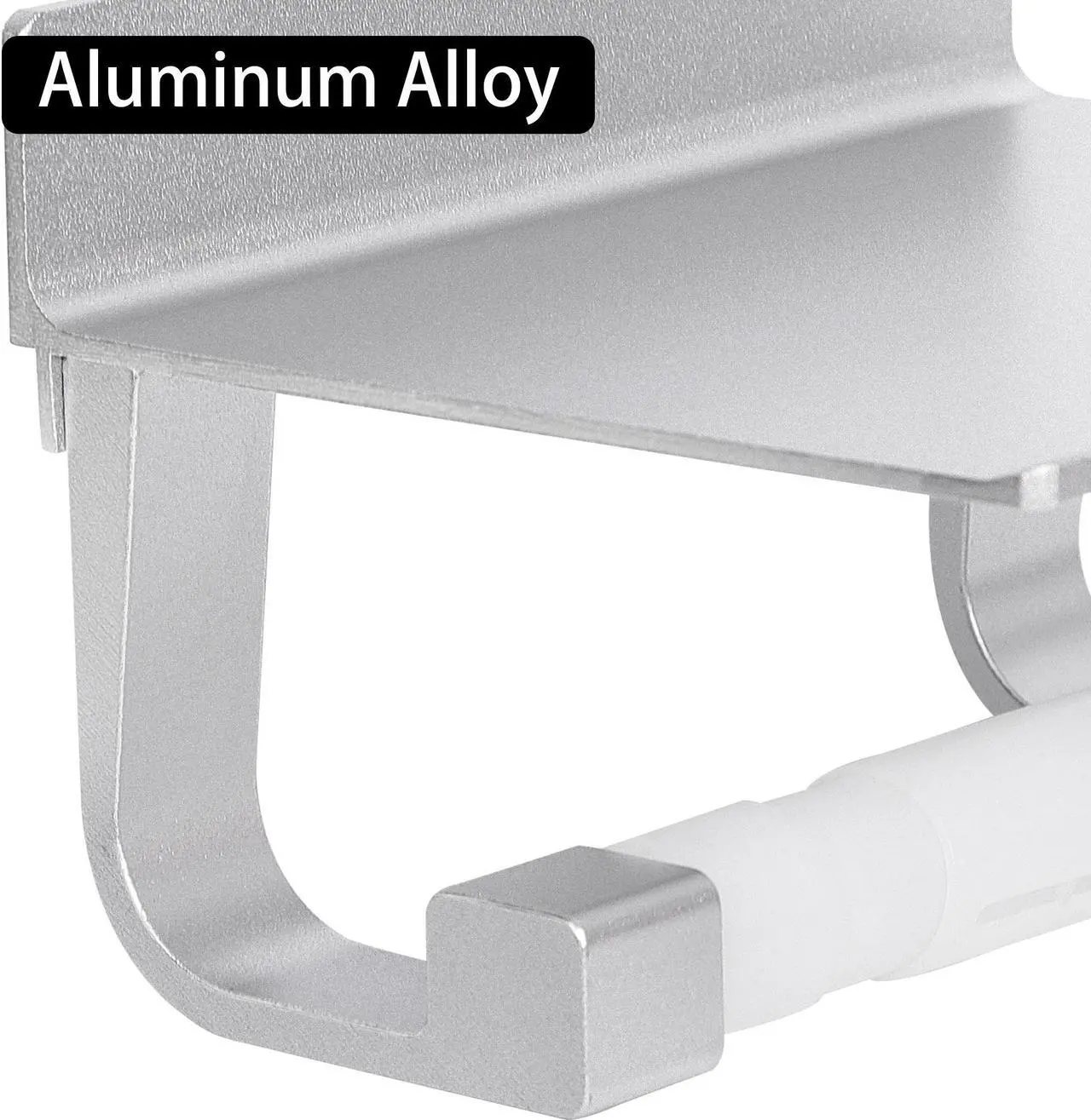 Alt view image 4 of 7 - Toilet Paper Holder with Phone Shelf No Drilling Tissue Towel Holder for Bathroom Adhesive Silver
