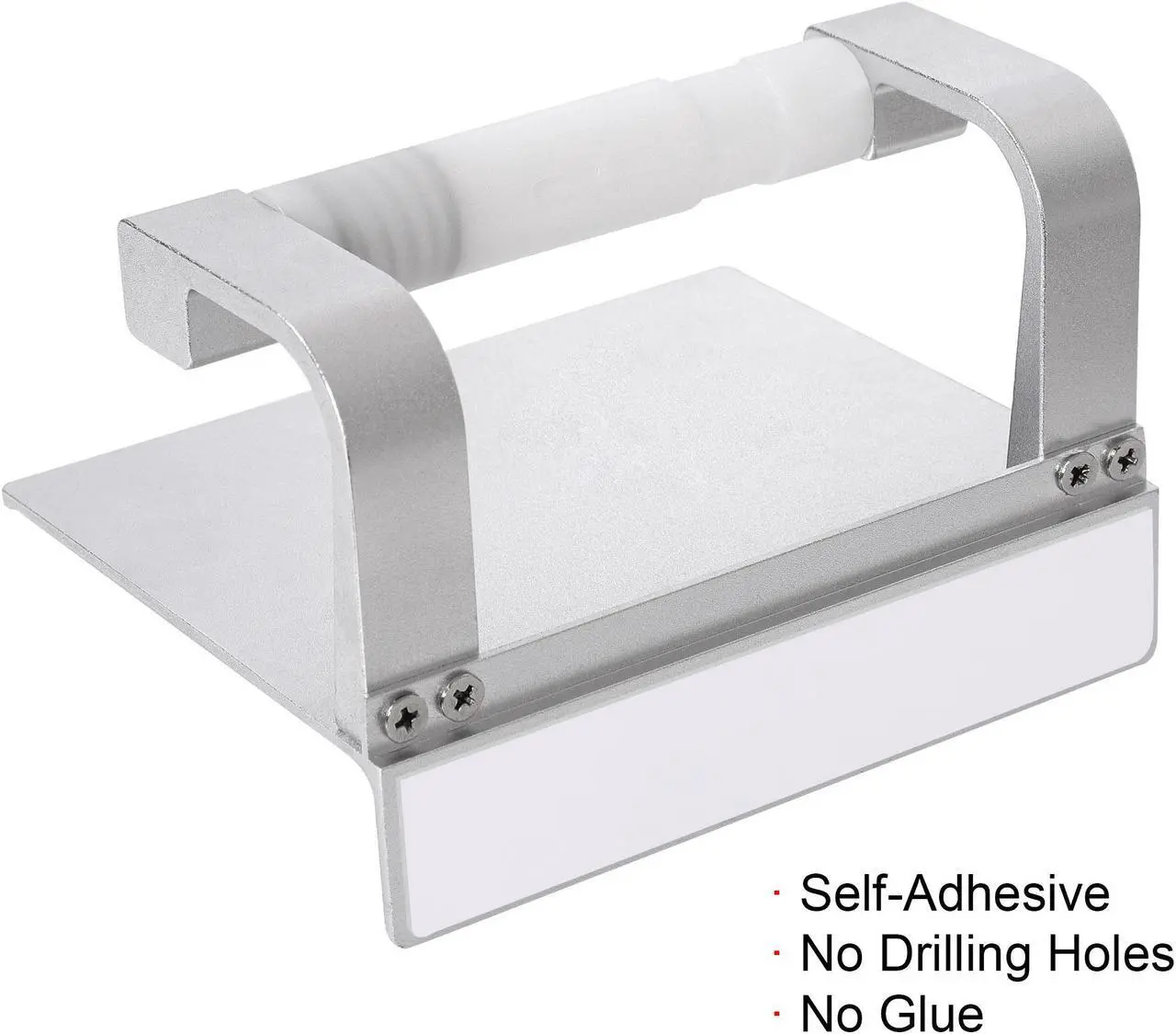 Alt view image 7 of 7 - Toilet Paper Holder with Phone Shelf No Drilling Tissue Towel Holder for Bathroom Adhesive Silver