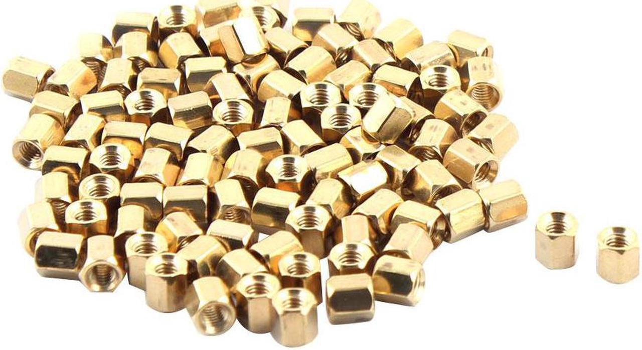 Computer Motherboard M3x5 M3 Female Threaded Bolts Brass Standoff Spacer 100 Pcs