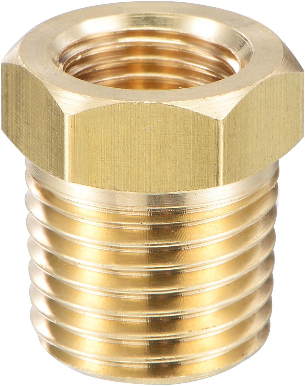 Brass Pipe Fitting Reducer Adapter 1/4" BSPT Male x 1/8" NPT Female for Water Oil Air Pressure Gauge Engine Temp Sensor, Pack of 1