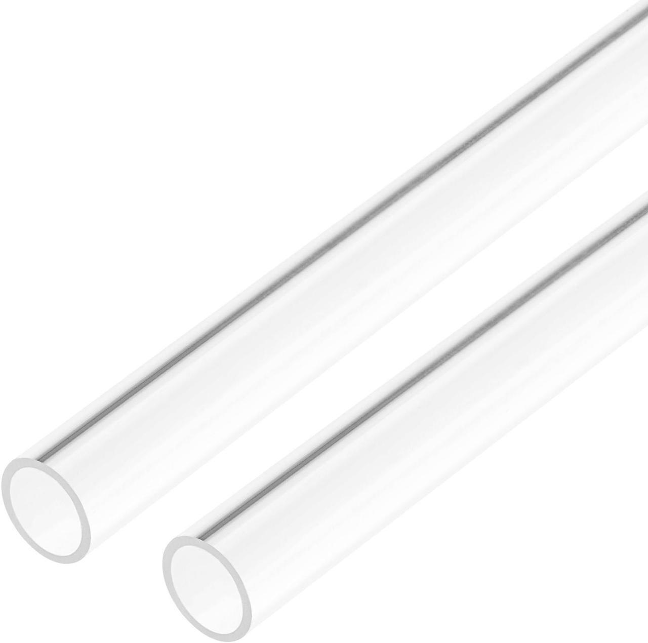 2pcs Clear Rigid Acrylic Pipe 10mm ID x 12mm OD x 0.5m, 1mm Wall Round Tube