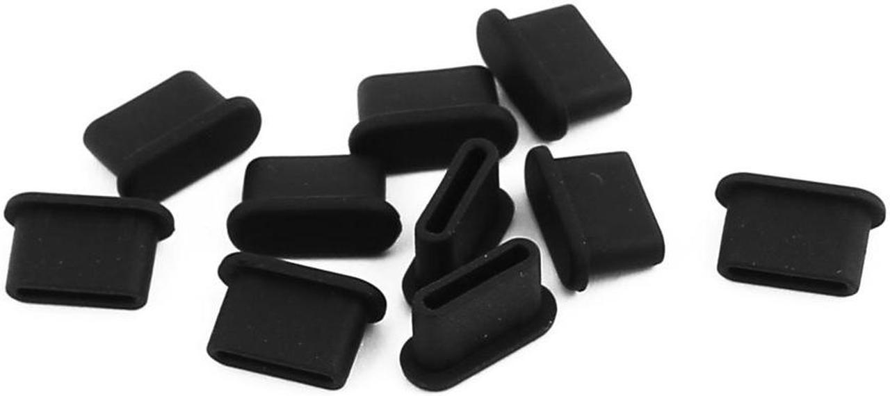 10Pcs TYPE-C Black Silicone Anti-dust Stopper/Plug for Protect Data Port