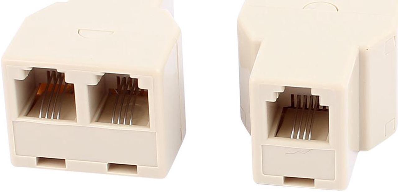 Main image of 2Pcs 3 Way RJ11 6P4C Telephone Extension Connector Cable Converters Splitter