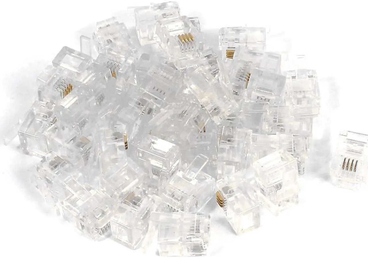 Main image of 40pcs Clear Shell RJ11 6P4C Modular Plug Telephone Cable Line Adapter Connector