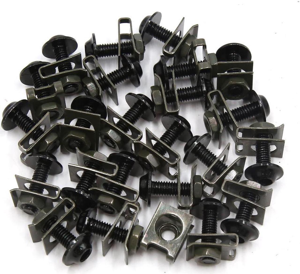 24 Pcs M6 Motorcycle Sportbike Fairing Bolts Kit Fastener Clips Screws Black