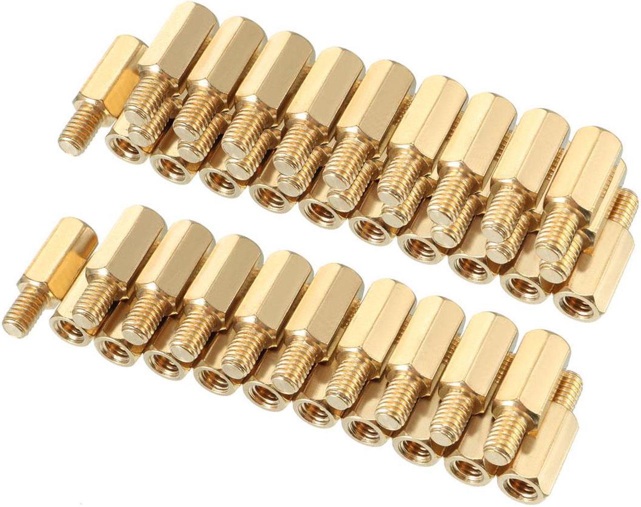 50pcs M4 12+6mm Female Male Thread Brass Hex Standoff Spacer Screws PCB Pillar