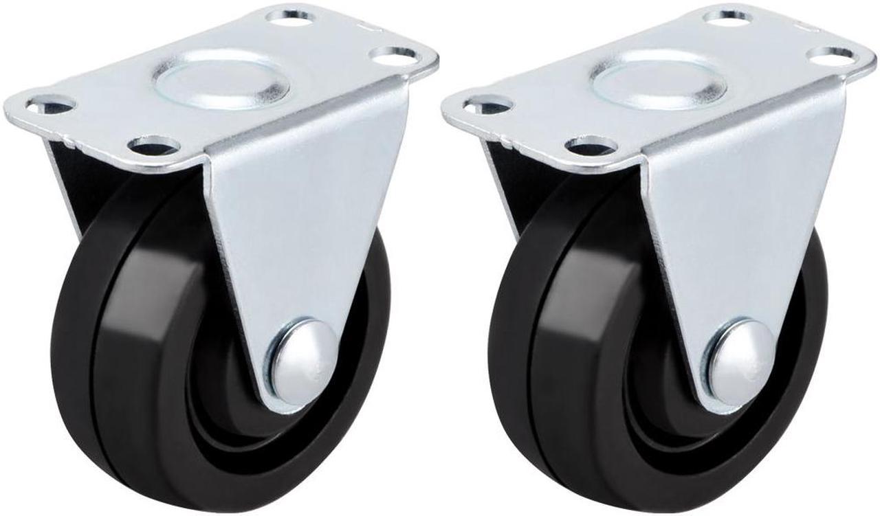 1.5 Inch Fixed Casters Wheels Rubber Top Plate Mounted Caster Wheel 44lb Capacity 2 Pcs