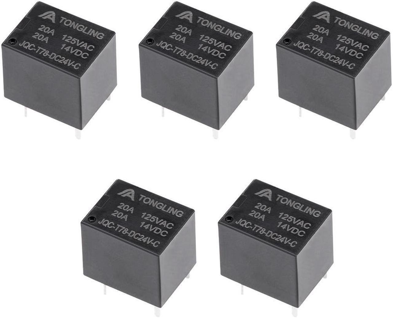 5 Pcs JQC-T78-DC24V-C  DC 24V Coil SPDT 5 Pin PCB Electromagnetic Power Relay