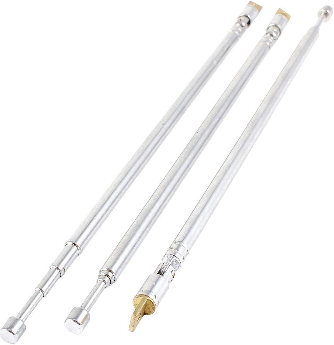 Unique Bargains 3 Pcs 63cm 24.8" 4 Section Telescopic Aerial AM FM Radio Universal Antenna