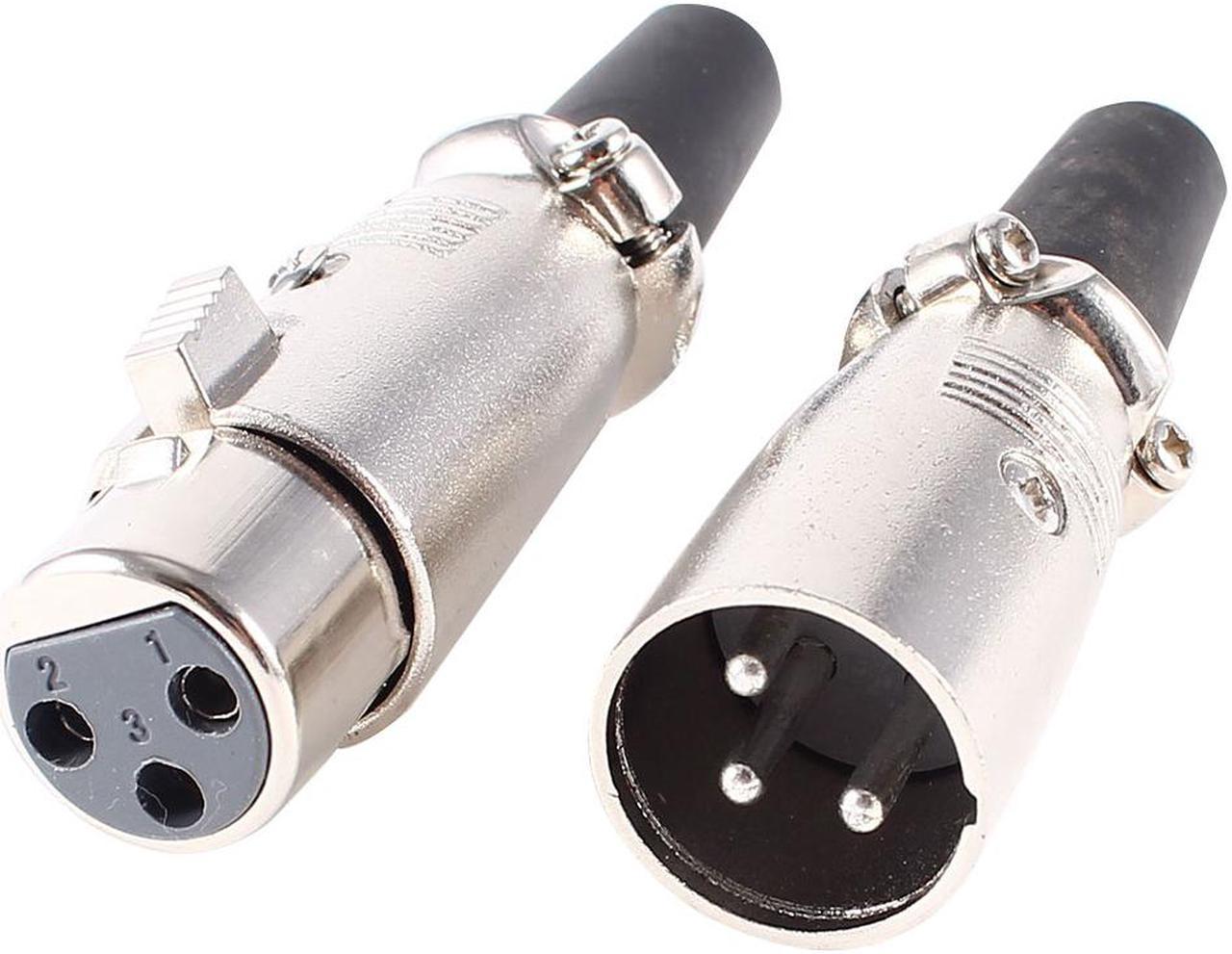 Pair Microphone Mic Speaker 3 Terminal  XLR M/F Connector Audio Cable Plug