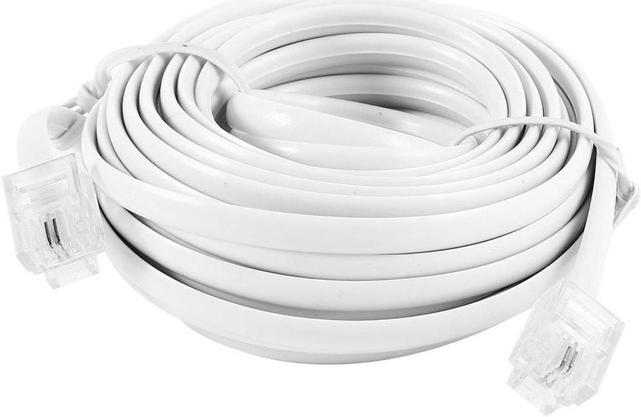 6M 20ft RJ11 6P2C Telephone Extension Cable Connector White