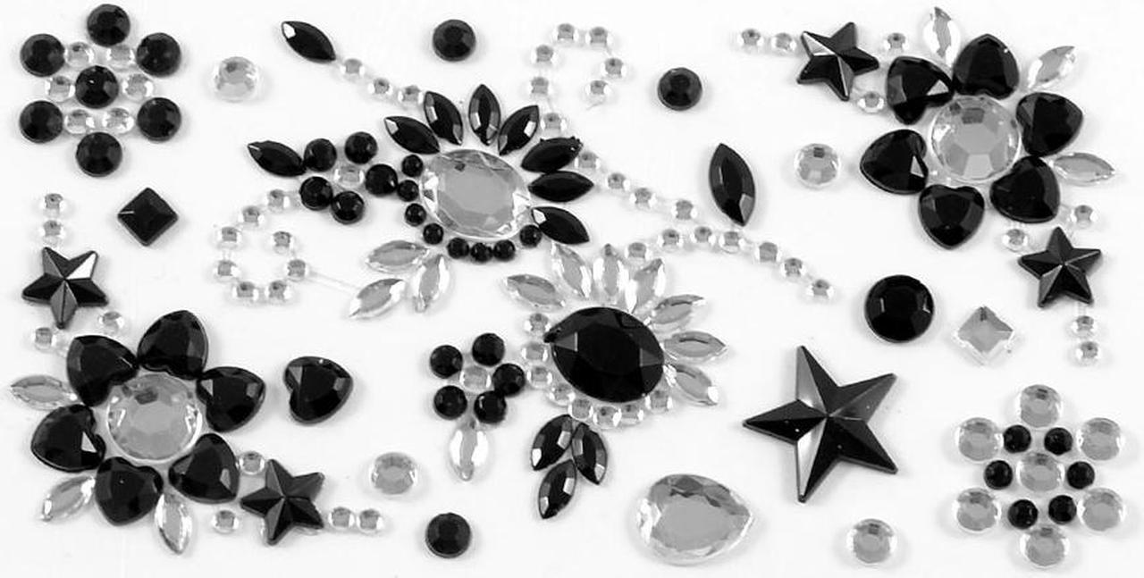 Black Flower Style Faux Crystal 3D Jewelry Seal Sticker Ornament for MP5 Phone