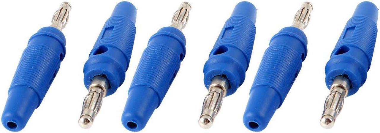 Unique Bargains 6pcs Audio Speaker Wire Cord Banana Plug Screw Type Connector Jack Blue 3mm