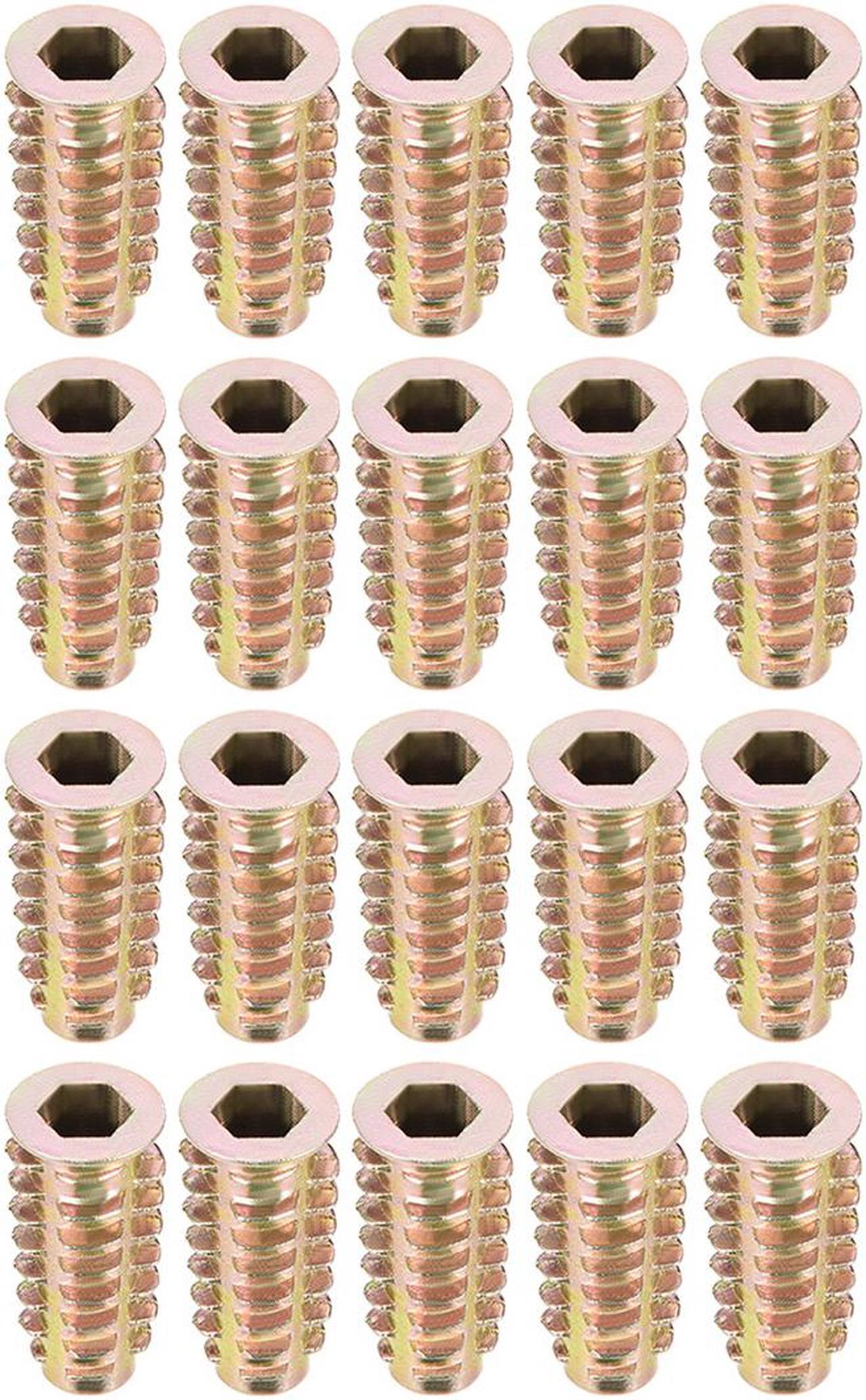 Threaded Insert Nuts Zinc Alloy Hex Socket M6 Internal Threads 25mm Length 20pcs